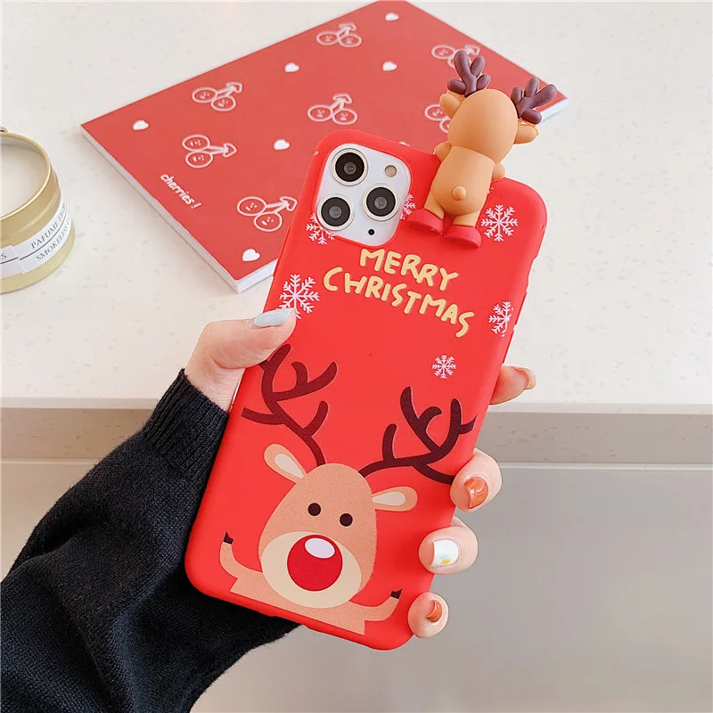 Милый мультяшный чехол с рождественским оленем и снеговиком для iphone 11 Pro XS Max X XR 7 8