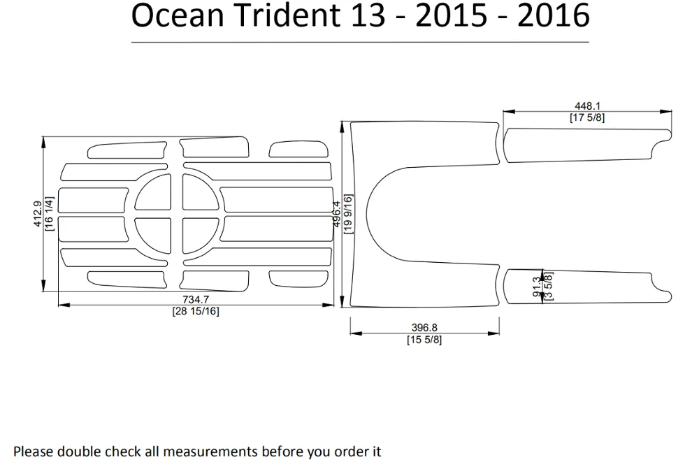 

2015-2016 Ocean Trident 13 Kayak Boat EVA Decking Mat Pads Kit 1/4"