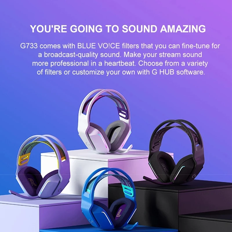 Promotion!!! Logitech G733 Wireless Gaming Headphone RGB DTS Headset 7.1 Surround Sound LIGHTSPEED Rechargeable | Электроника