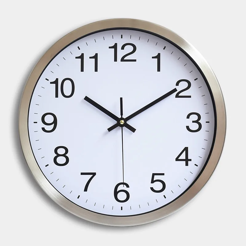 Простые промышленные настенные часы бесшумные Металлические кварцевые для
