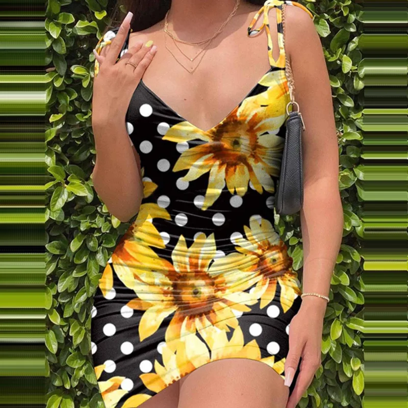 

Casual Fashion Printing Camisole Bra Sleeveless Sexy Slim Dress Women Tube Top Dress High Waist Mini Dresses summer sundresses
