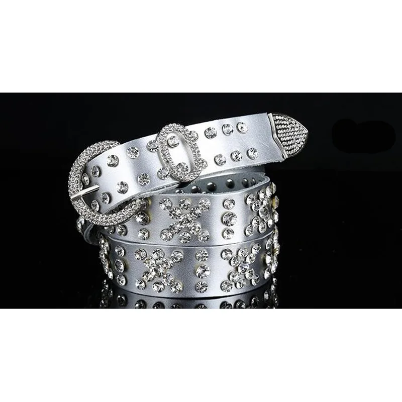 New fashion Women leather belt female full of diamond drill wide belt Rhinestone belts cinto feminino for Female