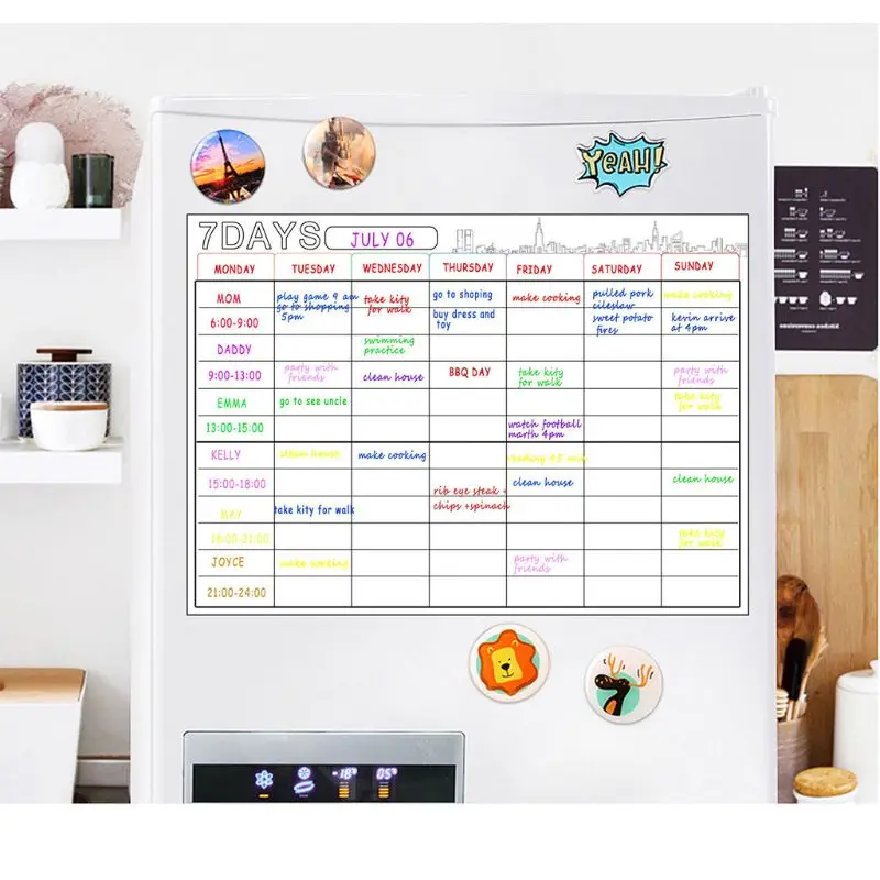 

7 Days Large Magnetic White Board Weekly Planner For Kitchen Refrigerator