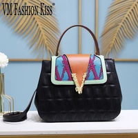 high quality no logo bags for women 2020 embroidery portable messenger 27cm ladies bags microfiber synthetic leather handbag