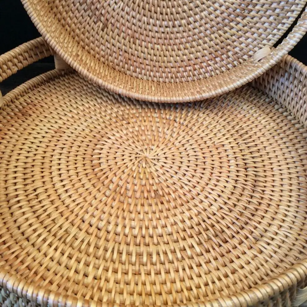 Ручная работа бамбуковое плетение круглое хранилище корзина для фруктов блюдо