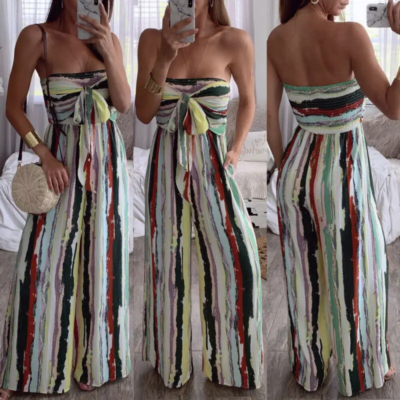 

Женский Повседневный комбинезон без рукавов с широкими прямыми штанинами Размер s-xl