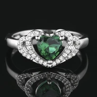 milangirl romantic green love heart shaped crystal rhinestone zircon ring for women wedding engagagement fashion jewelry