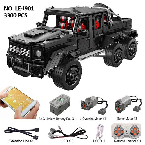 1:8 Benz внедорожный 6x6 LAND CRUISER RC автомобиль 3300 шт. технический создатель города строительные блоки кирпичи игрушки рождественские подарки для детей - Цвет: With RC and Lights