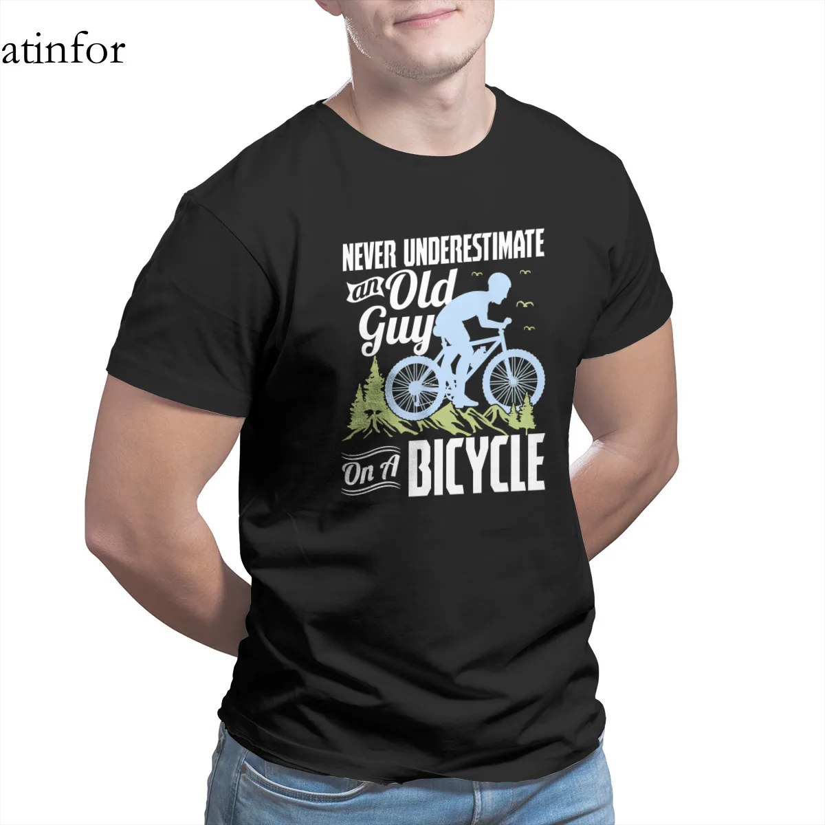 

Never Underestimate An Old Guy On A Bicycle Shirt 100% Cotton Games Wholesale Clothes Punk Sleeve Streetwear Mens Clothes 18128