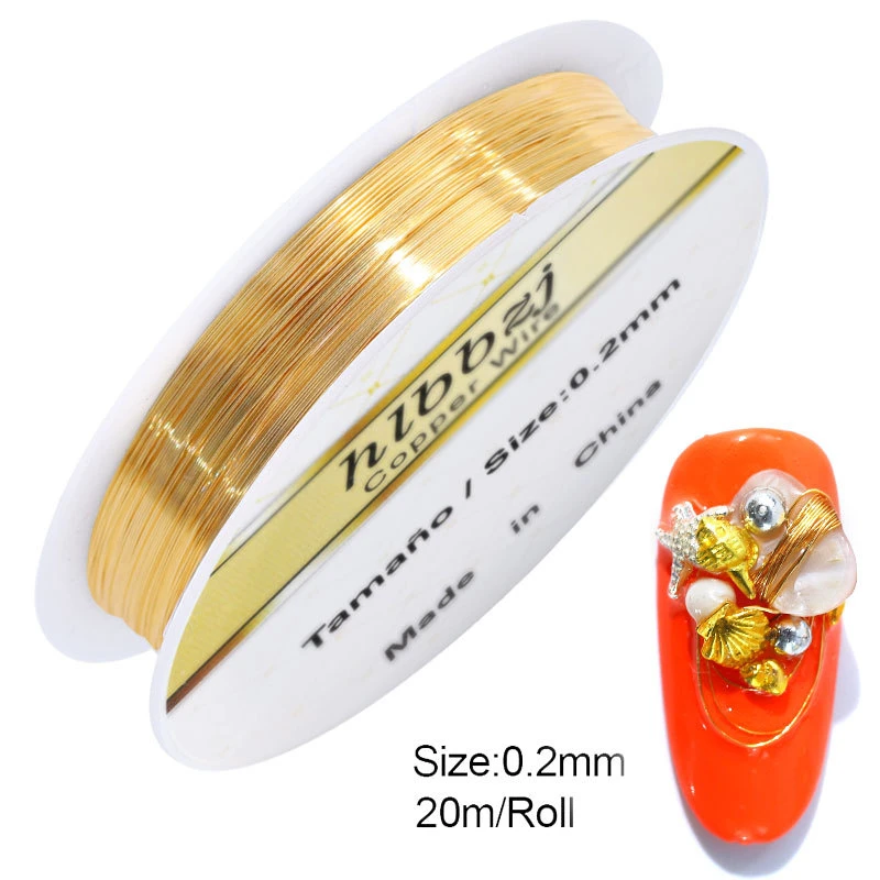 

1Roll Nail Art Decorations Copper Wire Handmade Supplies Line Manicure Design Metal Gold Silver Olive green Jewelry Tips Tools