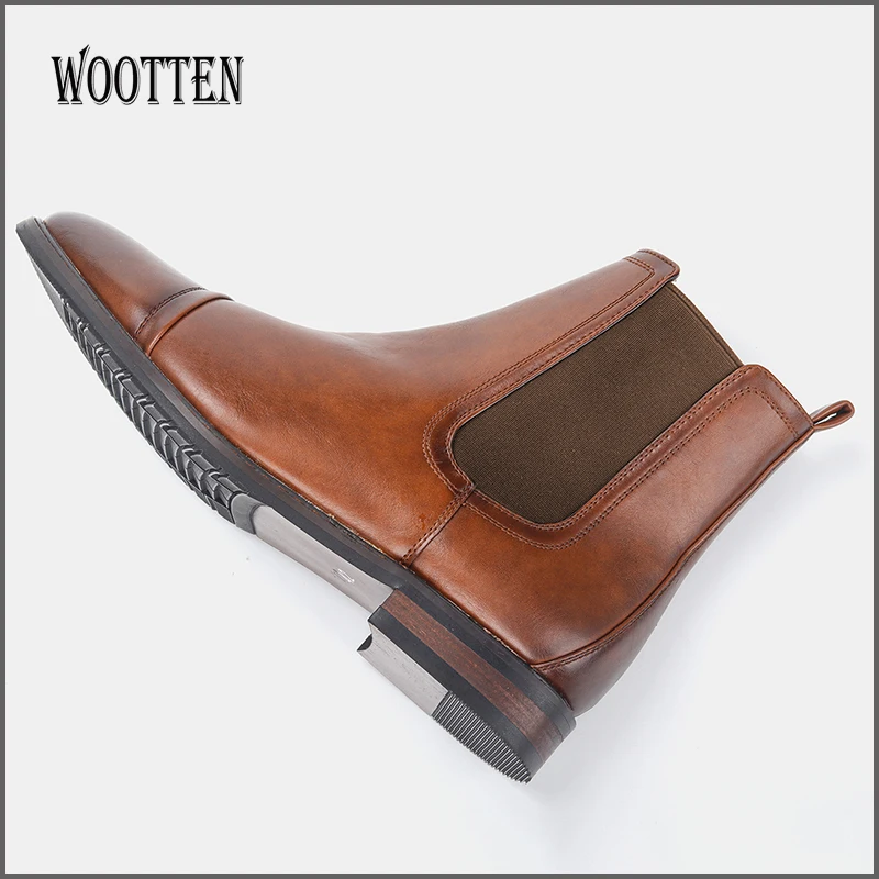 2020 Британский тренд новые остроносые ботинки на низком каблуке челси мужские