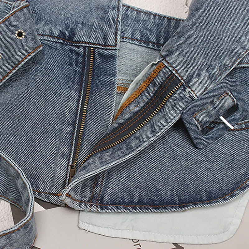 

SeeBeautiful Simple Rectangle Pin Buckle Zipper Irregular Wide Denim Belts Girdle Woman Spring 2021 New Fashion Tide L598