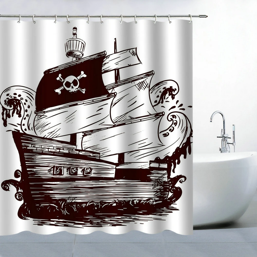 Пиратский корабль Baot с черепом водонепроницаемая полиэфирная ткань 3D занавеска