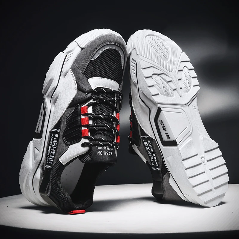 Мужские кроссовки уличная мода обувь для бега на толстой подошве Студенческая