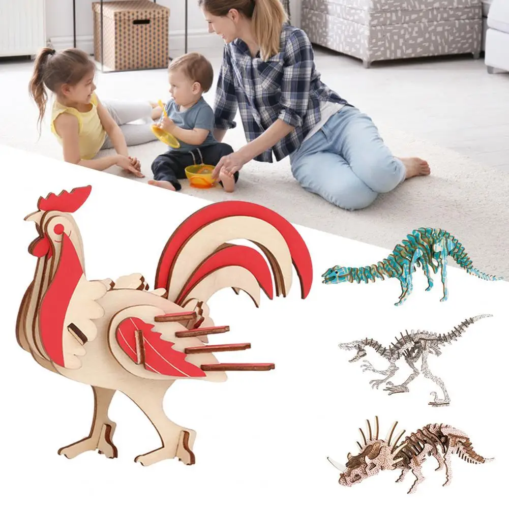 

Creative Wooden Puzzle Funny Kids Gift Kids Wooden Color Laser Dinosaur Model Puzzle Toy for Gift
