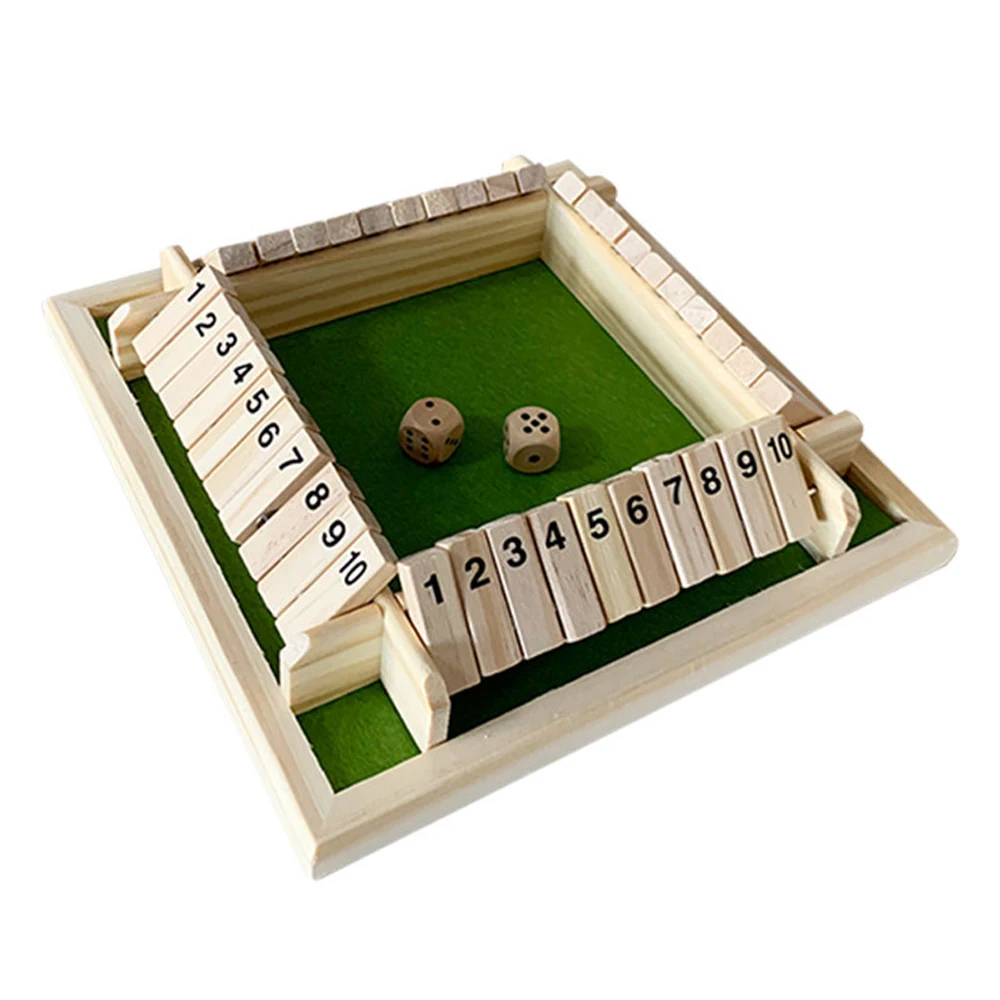 Закрытый ящик для игры в кости Настольная игра 4 сторонняя 10 Номер Деревянные