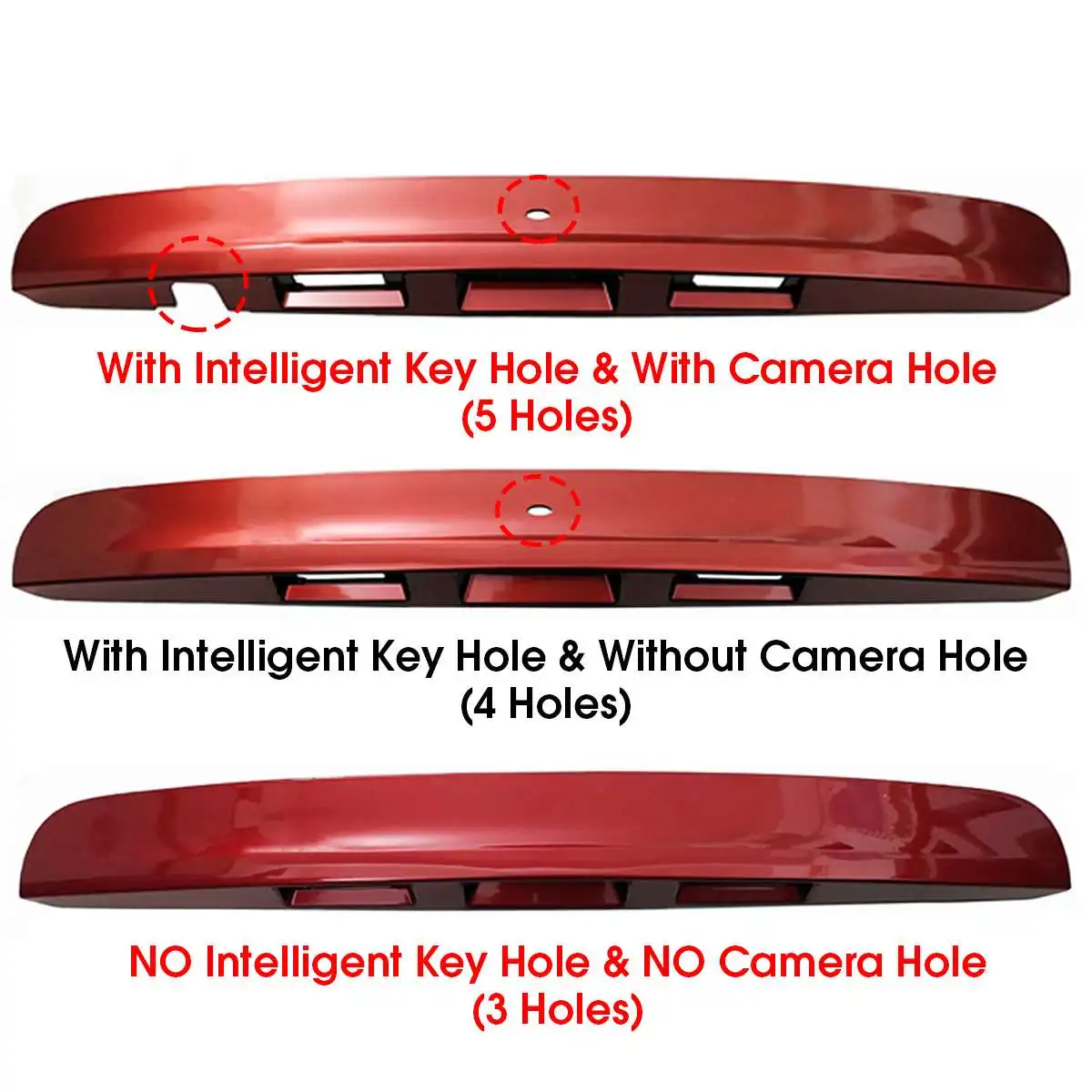 3 типа окрашенная красная крышка багажника для Ручка без/С I key & отверстие камеры
