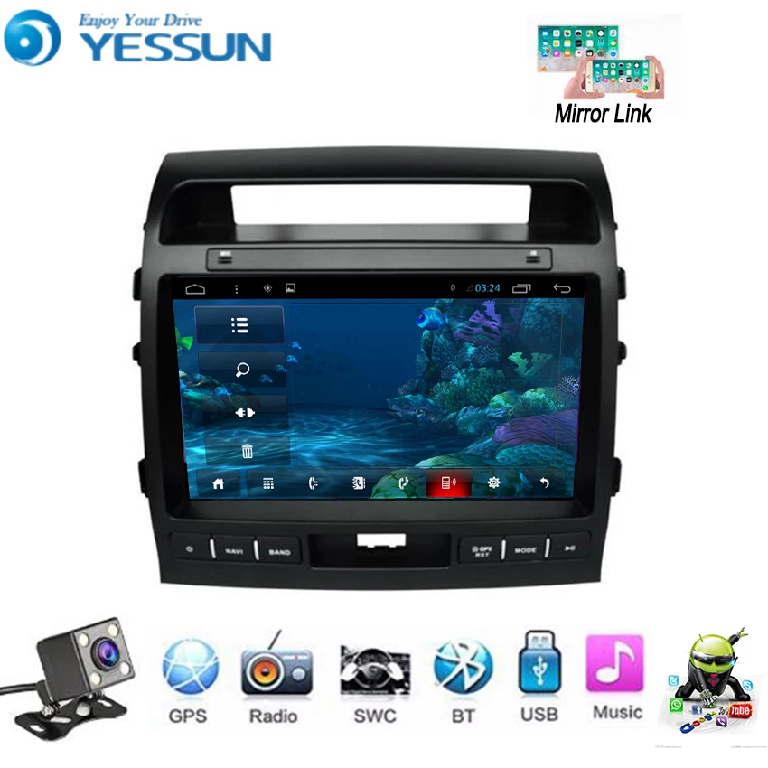 Автомобильный мультимедийный плеер YESSUN для Toyota Land Cruiser 2007 ~ 2012 Android GPS-навигация