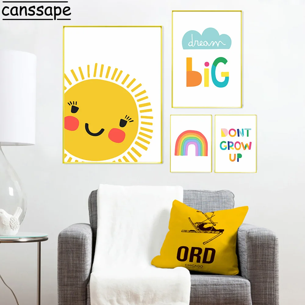 Большой постер мечты детская комната солнце радуга скандинавские настенные