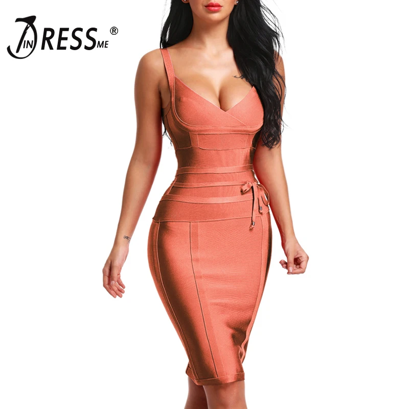 Женское облегающее платье на бретелях спагетти с глубоким V образным вырезом и