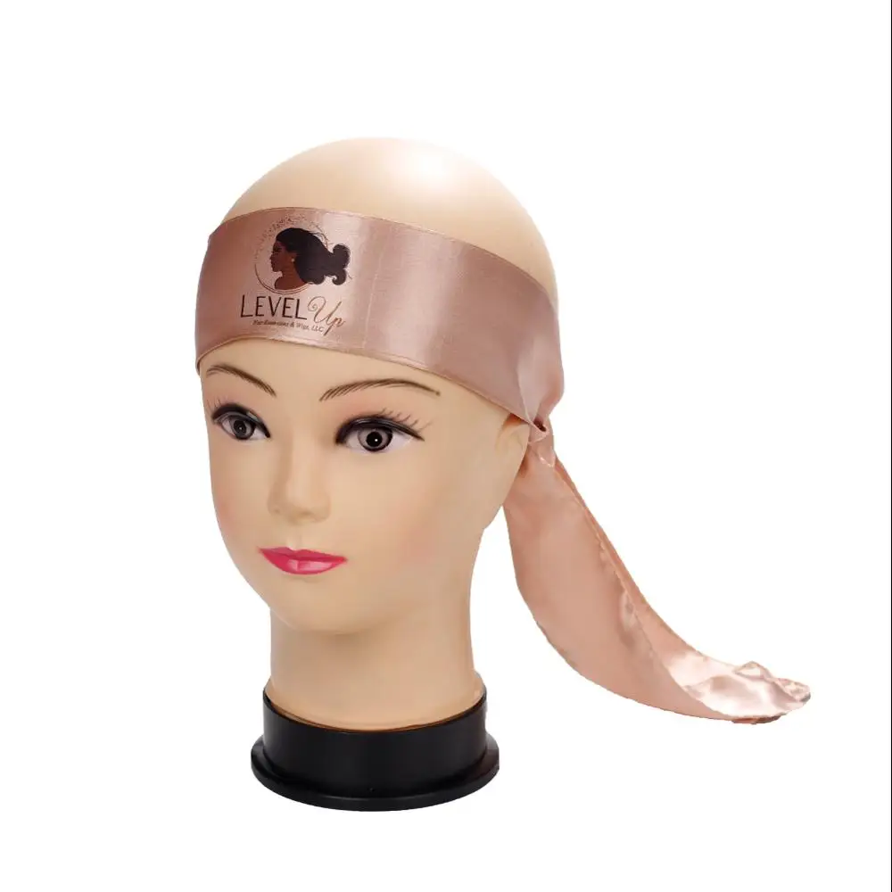 Атласная повязка на голову с логотипом под заказ/шелковая Защитная шапочка для