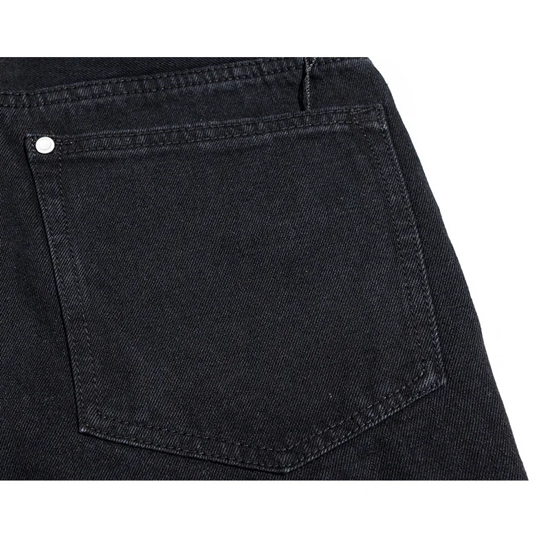 

Aolamegs Hole Ripped Jeans Men's Short Denim Pants Fashion Black Cowboy Pants Cozy Trouser Couple Hip Hop High Street Streetwear