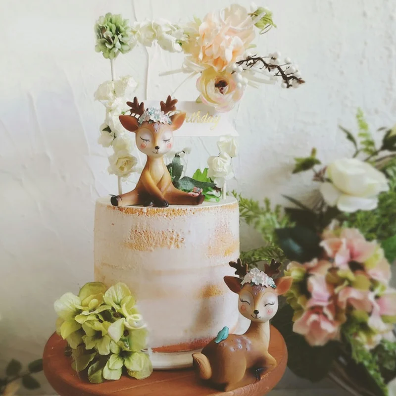 

Веселая фотография, милый олень Sika, домашнее украшение для свадебной вечеринки, детского дня рождения, товары для украшения торта своими ру...