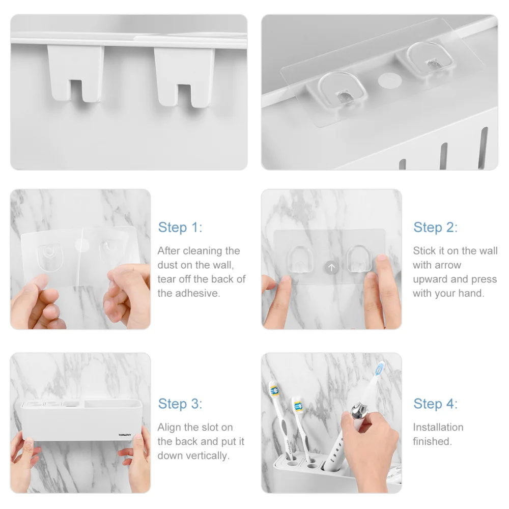 

TOPBATHY 1PC Multifunctional Toothbrush Holder Wall Mounted Drilling Storage Organizer for Bathroom Home