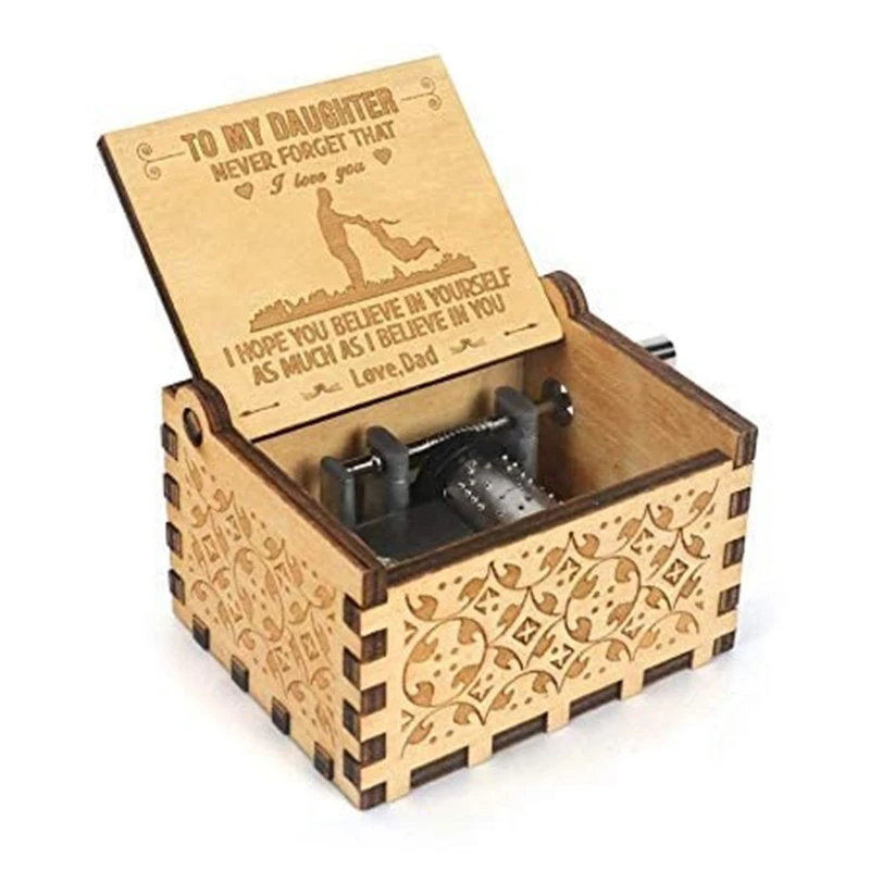 

Wood Music Boxes,Engraved Vintage Wooden Sunshine Musical Box Gifts for Birthday/Christmas (Dad to Daughter)