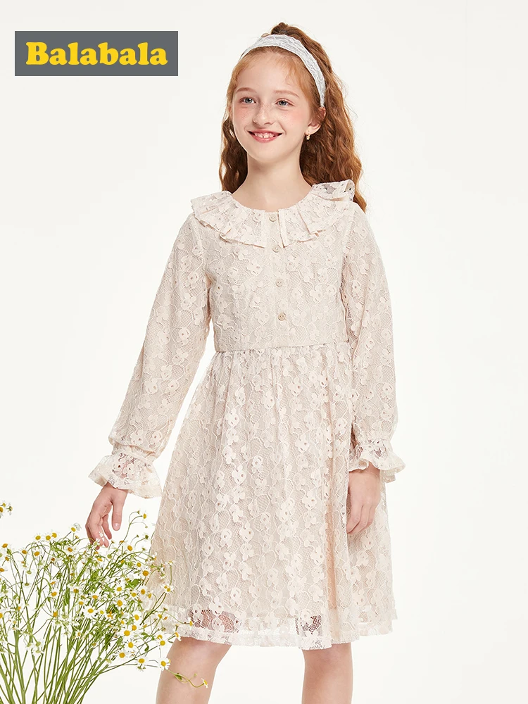 Детская одежда Balabala платье для девочек новинка 2019 Осеннее милое кружевное