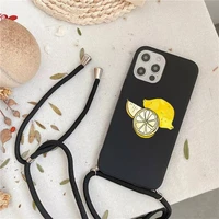 fruit banana pineapple strawberry phone case for iphone 7 8 11 12 x xs xr mini pro max plus strap cord chain lanyard soft