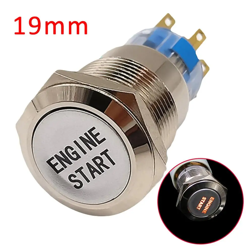 19mm Metal push button switch LED Power Switch Waterproof Engine Stainless Steel Car Auto Motorcycle Starter | Автомобили и