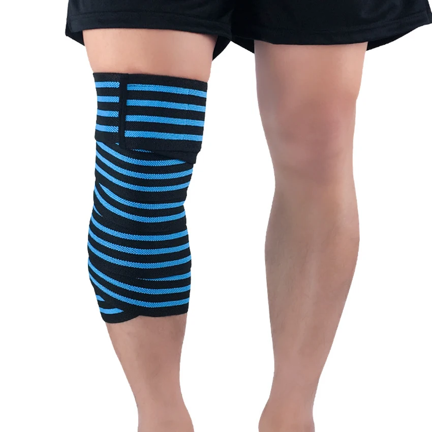 

Компрессионная эластичная бандажная лента для колена, приседание, защита колена, тяжелая атлетика, силовой тренажер, поддержка колена для т...