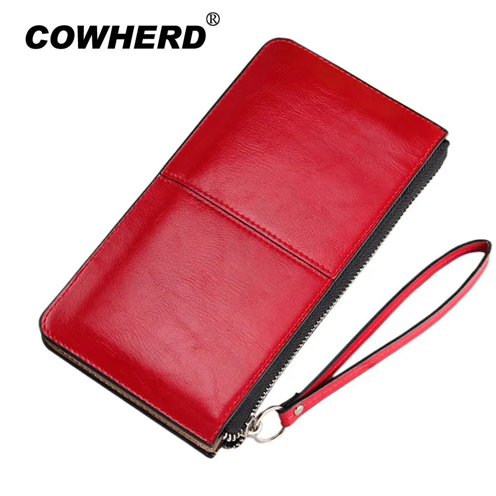 Для женщин известная марка масла Воск кожа молния сцепления кошелек женский