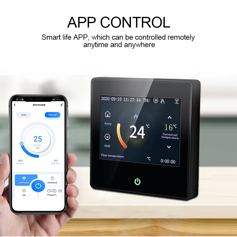 

APP Remote Control WiFi Smart Thermostat Voice Control Energy Saving Temperature Controller 9 Languages Water Electric Heating