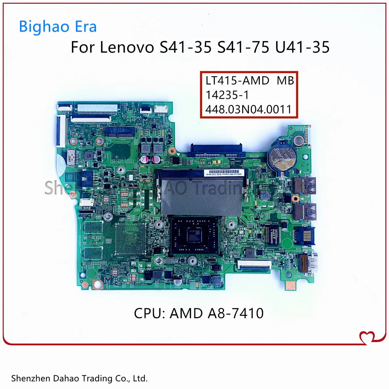 

14235-1 448.03N04.0011 LT415-AMD МБ для Lenovo S41-35 U41-35 S41-75 материнская плата портативного компьютера с A8-7410 процессор DDR3 100% полностью протестирована