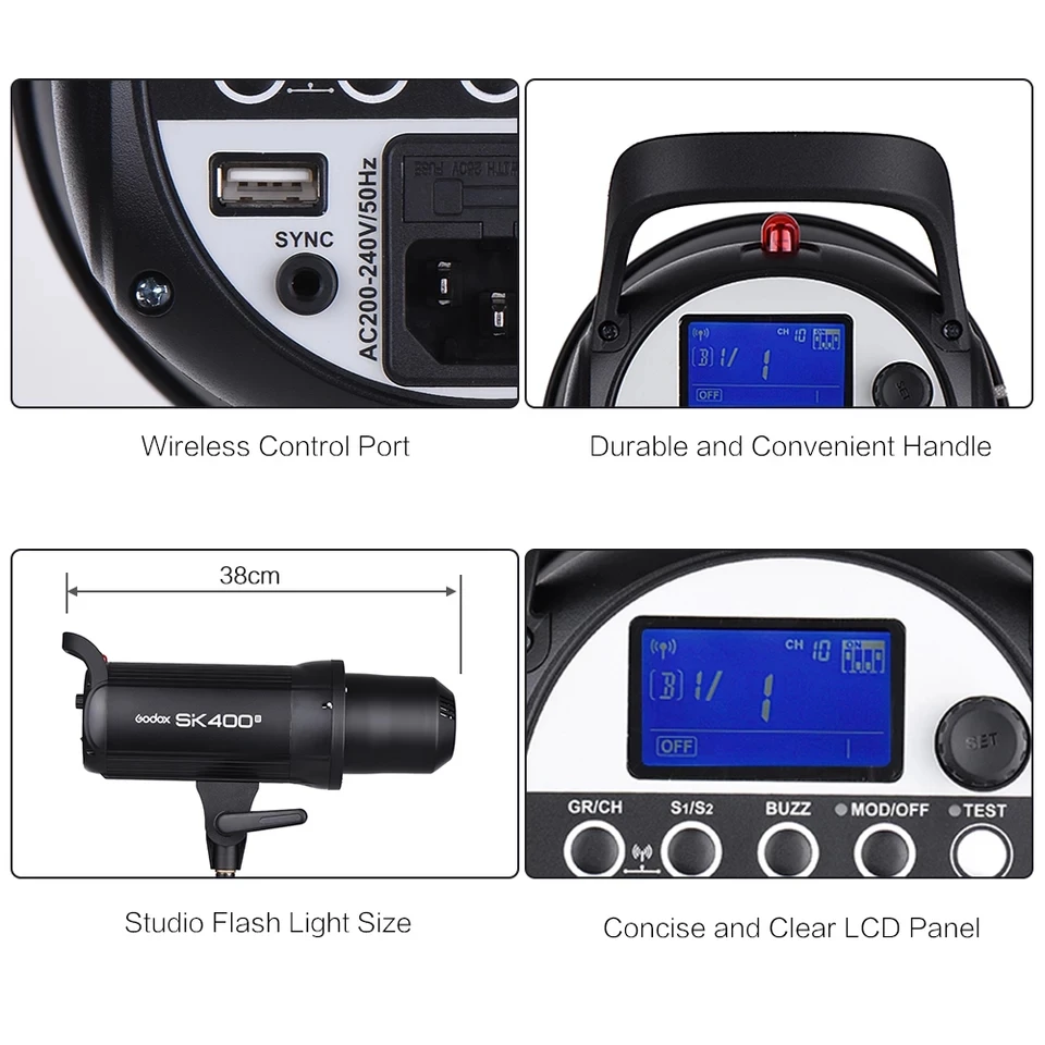 Godox SK400II профессиональная компактная 400Ws Фотостудия вспышка стробоскоп со