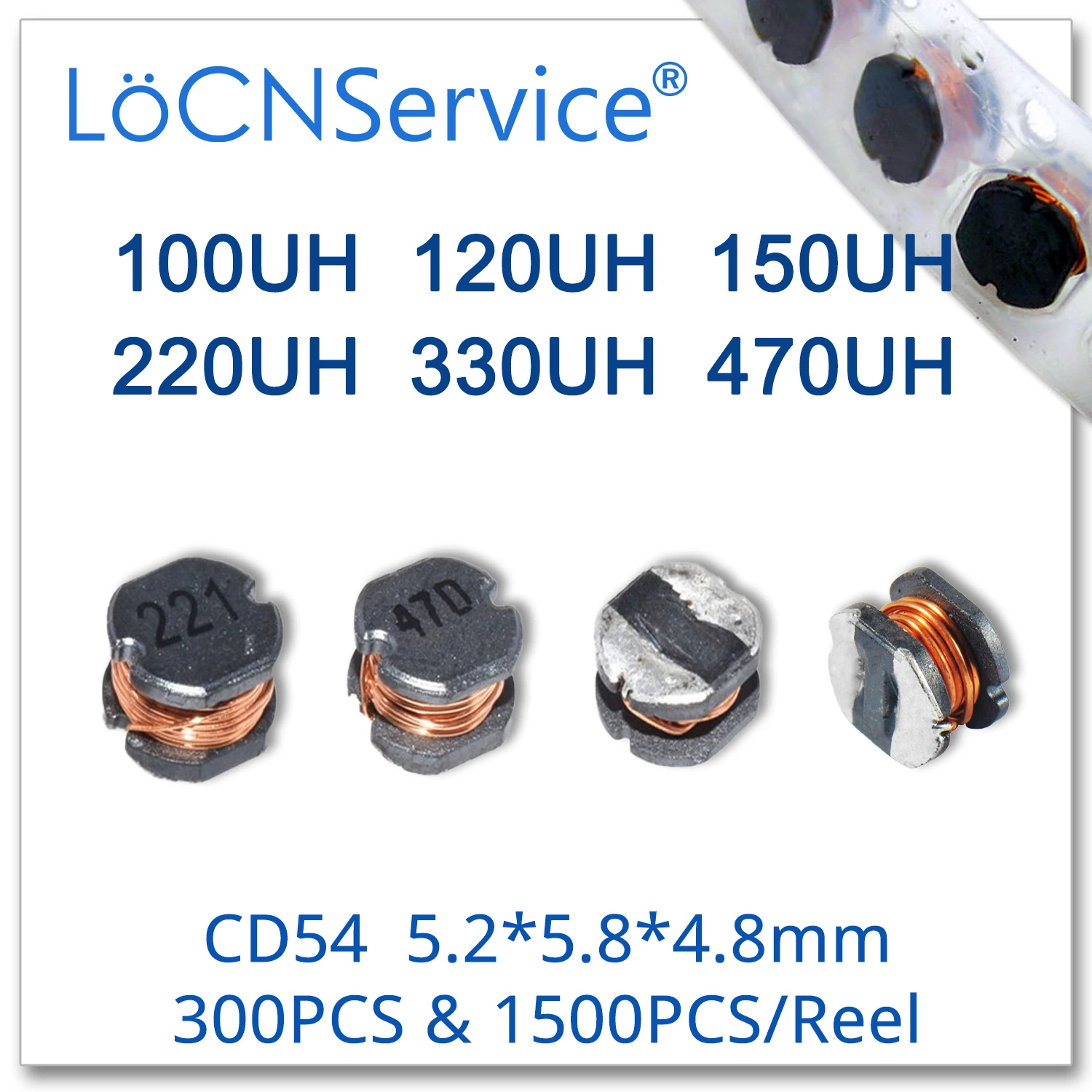LoCNService 300 шт. 1500 CD54 5 2x5 8x4 8 мм SMD 100UH 120UH 150UH 220UH 330UH 470UH Мощность индуктор 2*5 8*4