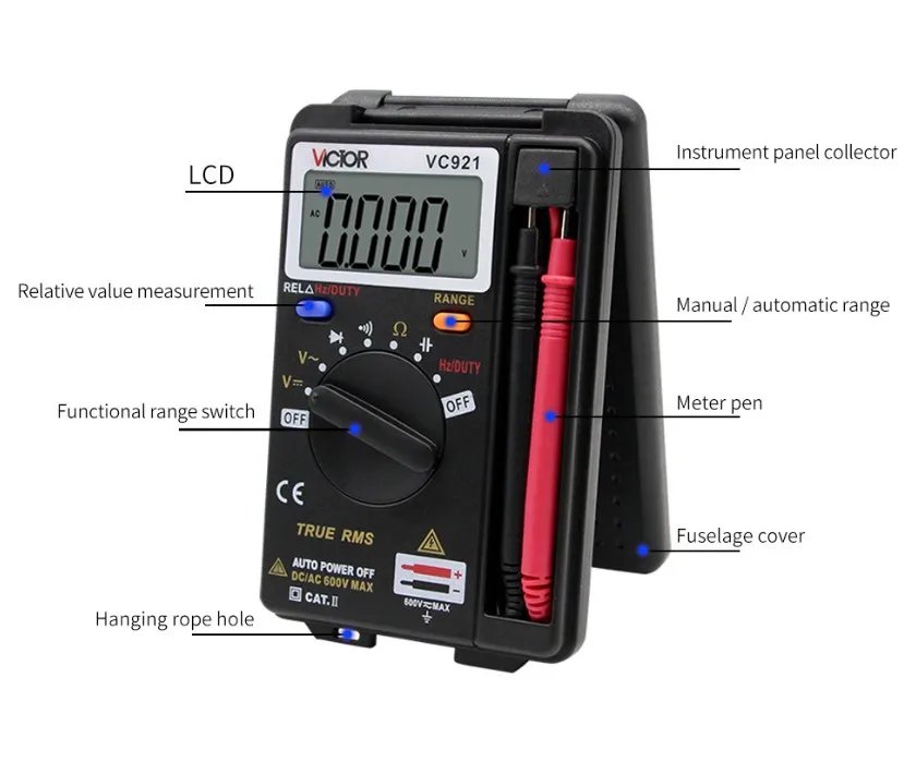 

SNAKOL VC921 3 3/4 DMM Integrated Personal Mini Digital Multimeter Handheld Pocket capacitance resistance frequency tester VC921