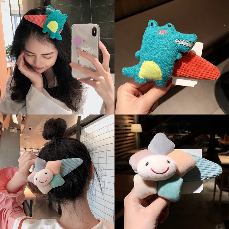 Модные большие милые заколки для волос мытья лица с фруктовыми животными