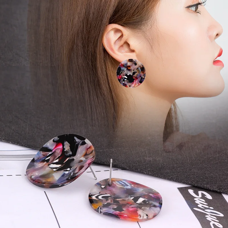 

Popular earrings acrylic earrings fashion trend ladies round earrings personality