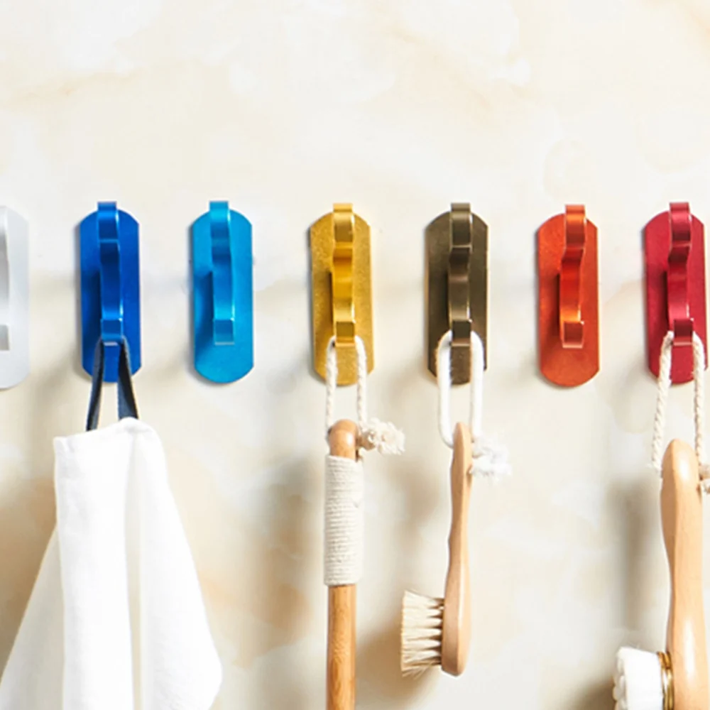 

1pc Clothes Hanging Rack Wall Hook Punch Free Space Aluminum Colorful for Home (Yogon)