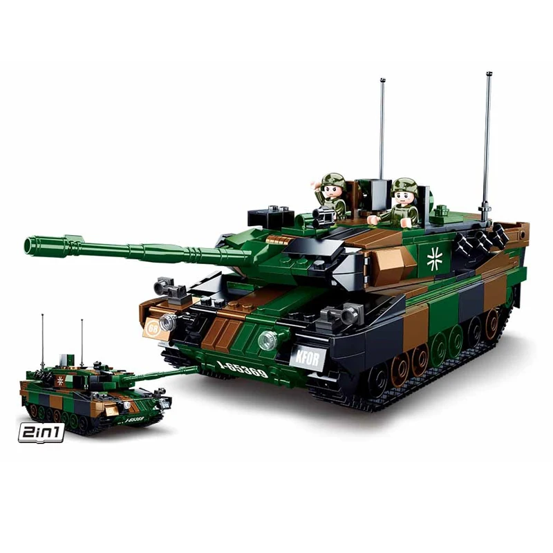 

WW2 Mini Military Army Leopard 2A5 MBT Building Blocks Main Battle Tank Figures Bricks Classic Educational Model Kids Toys Boys