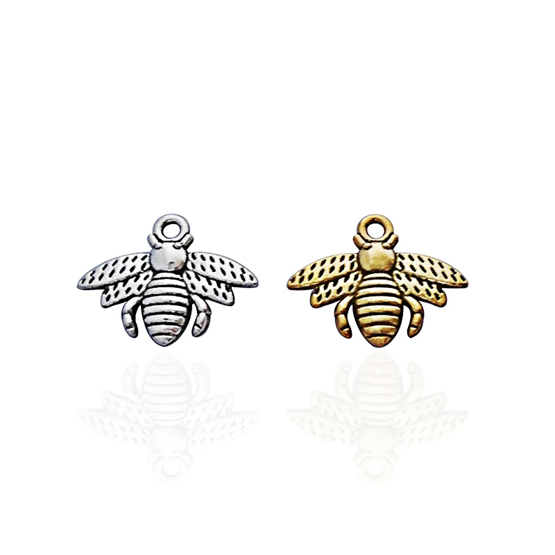 

30 x Tibetan Silver/Gold Color Bumble Bee Honeybee Insect Charms Pendants Beads for DIY Jewelry Making Findings 17x13mm