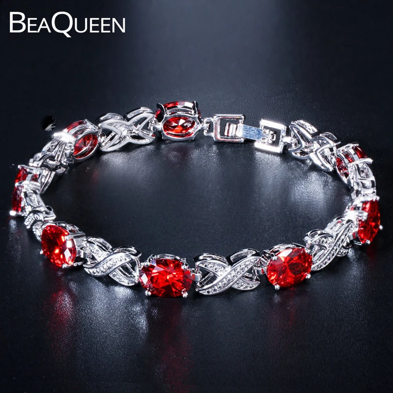 BeaQueen трендовые овальные круглые индийские темно красные кубические циркониевые