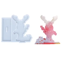 christmas deer silicone molds for epoxy resin set diy desktop ornaments making tool pottery handmade mould