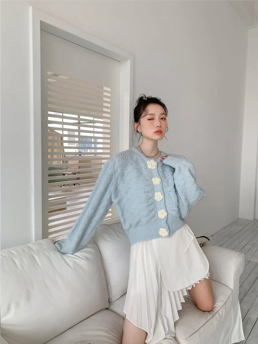 Элегантный свитер в стиле преппи Глория &amp Grace вязаный кардиган с голубыми