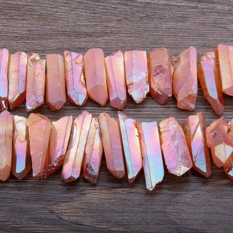 15 &quotполированная красная медь Титан кристалл кварц целительная палочка бусины
