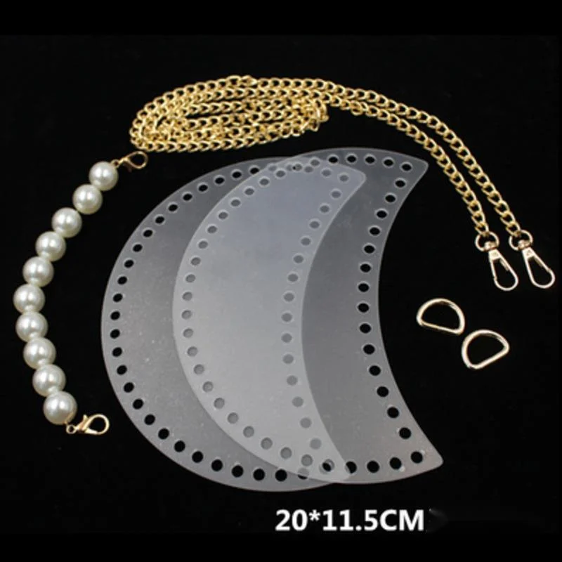 1 Set DIY Woven Cloth Braided Bag Transparent Diagonal Manual DIY Bag Accessories Chain Acrylic Material Bag Crochet Parts