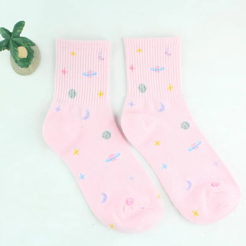 pink Харадзюку, забавная пряжа, носки, японские креативные носки со звездами, женские теплые милые носки, новинка, женские носки, Meias - Цвет: pink